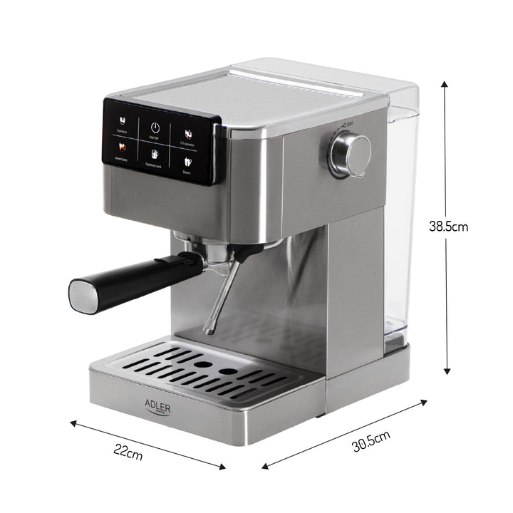 Ekspres do kawy 20 bar, Thermoblock, spieniacz mleka, 5-w-1, Adler AD 4390