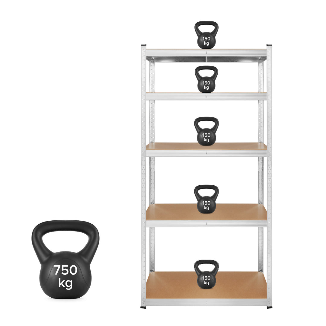 Regał metalowy magazynowy, 5 półek, maksymalne obciążenie do 750kg, 180x90x40 srebrny Rebel