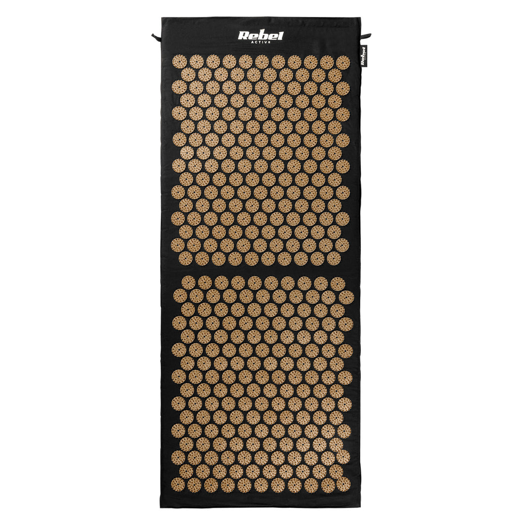 Mata zdrowotna z kolcami do akupresury z poduszką, 110x42cm, XL, złote kolce, Rebel Active