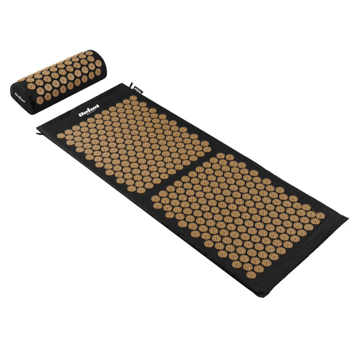 Mata zdrowotna z kolcami do akupresury z poduszką, 110x42cm, XL, złote kolce, Rebel Active