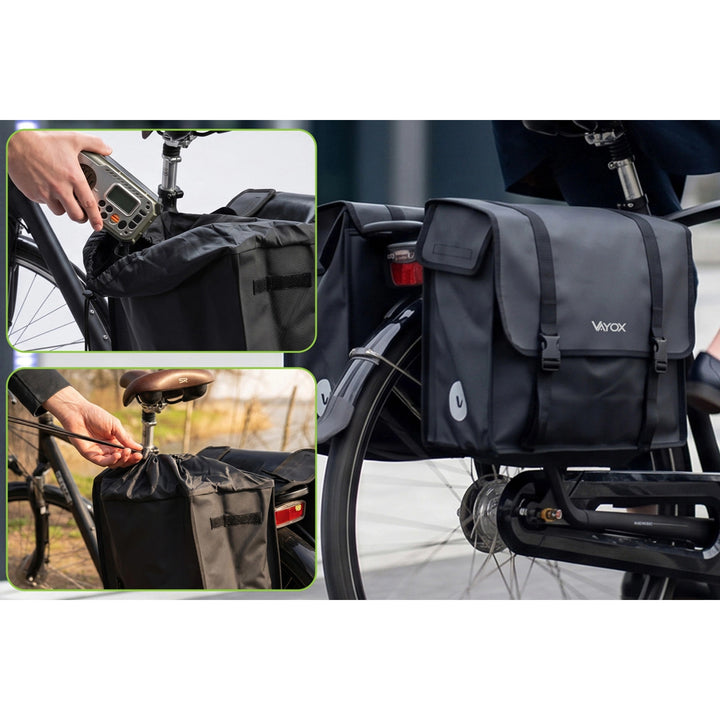 Sakwa rowerowa na bagażnik PVC podwójna z uchwytem czarna 40L VA0446 Vayox