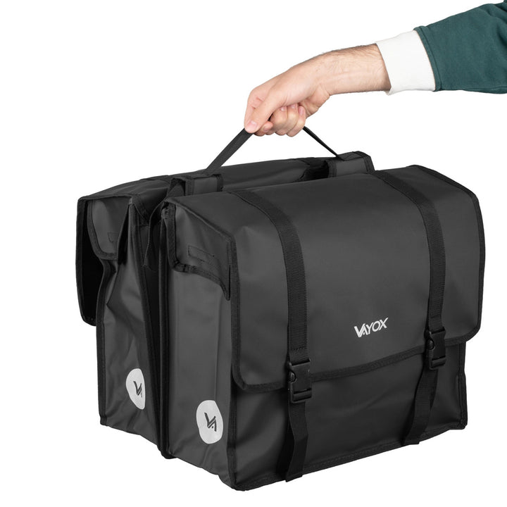 Sakwa rowerowa na bagażnik PVC podwójna z uchwytem czarna 40L VA0446 Vayox