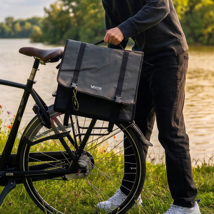 Sakwa rowerowa na bagażnik PVC podwójna z uchwytem czarna 40L VA0446 Vayox