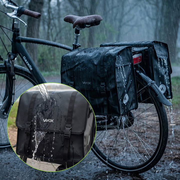Sakwa rowerowa na bagażnik PVC podwójna z uchwytem czarna 40L VA0446 Vayox