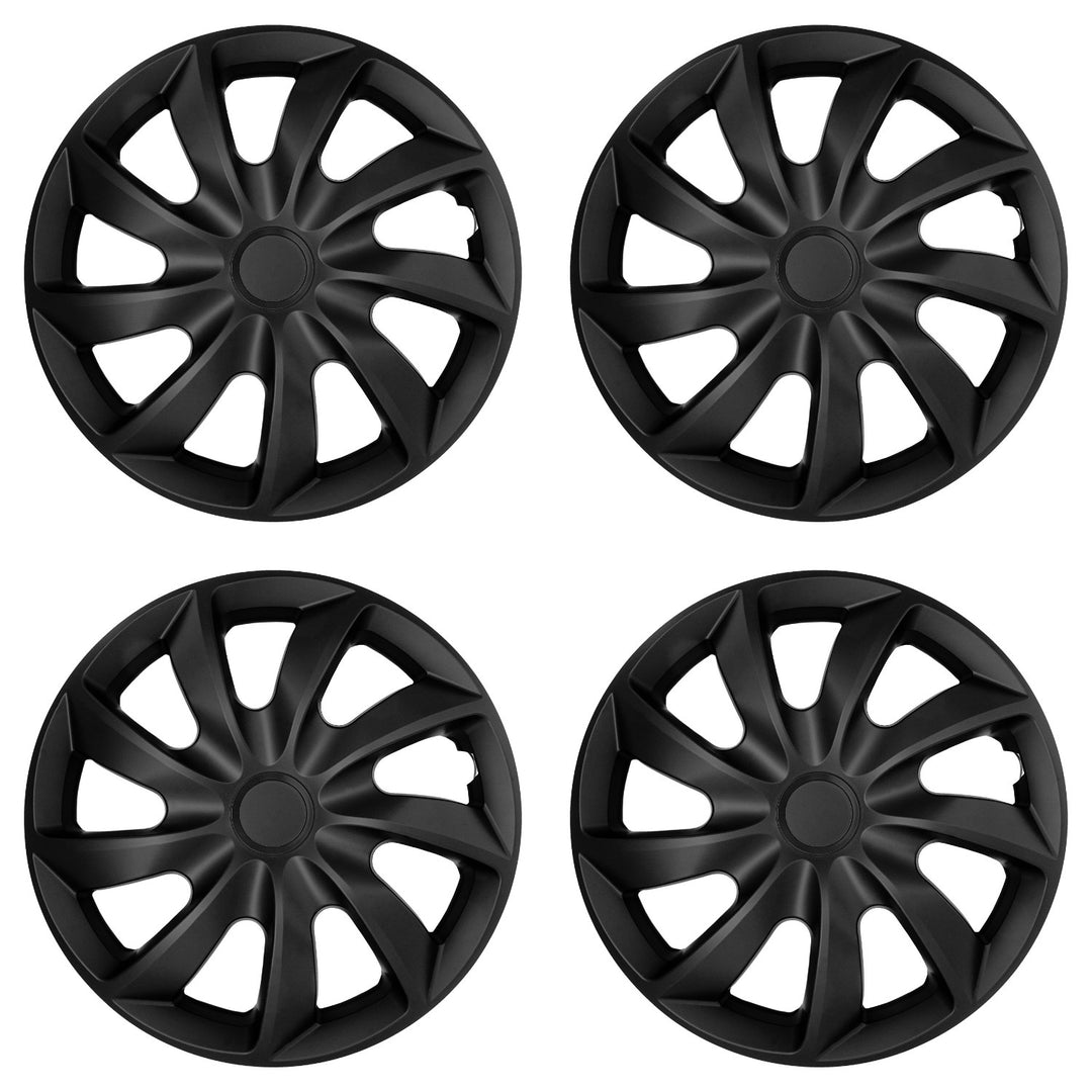 Kołpaki samochodowe uniwersalne 15'' NRM Quad czarne matowe 4 sztuki