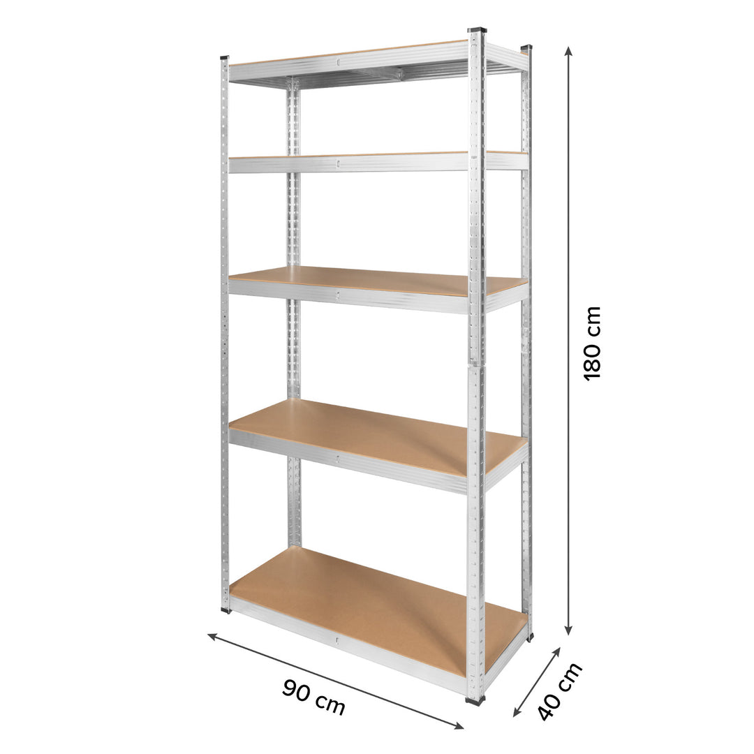Regał metalowy magazynowy, 5 półek, maksymalne obciążenie do 750kg, 180x90x40 srebrny Rebel, 2 sztuki