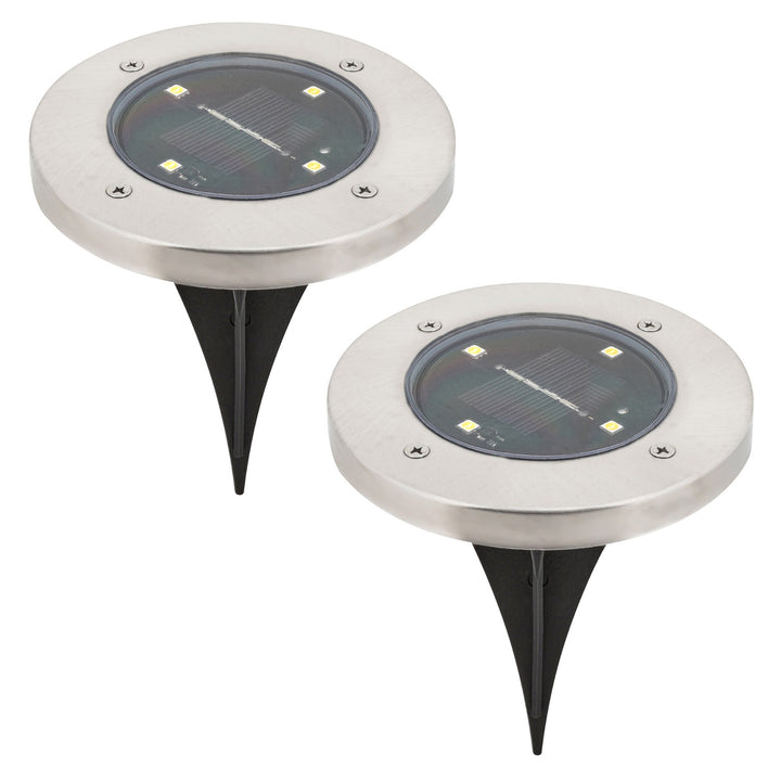 Lampa solarna ogrodowa Rabalux Dannet, IP44, kolor chrom satyna, 7975, 2 sztuki