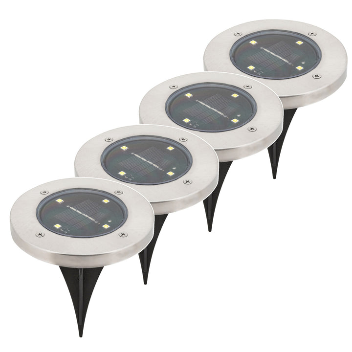 Lampa solarna ogrodowa Rabalux Dannet, IP44, kolor chrom satyna, 7975, 4 sztuki