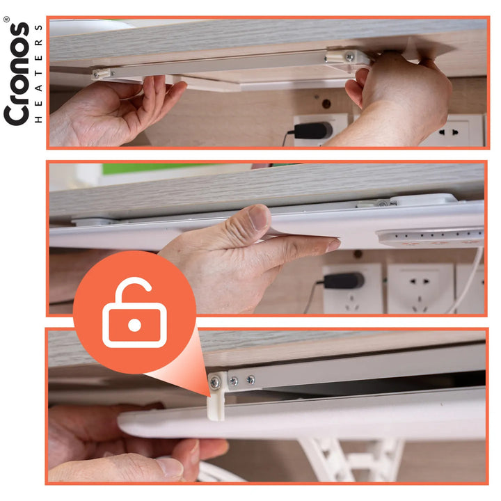 Podbiurkowy panel grzewczy na podczerwień Cronos, moc 120W, timer, 3 poziomy pracy, DCH-150