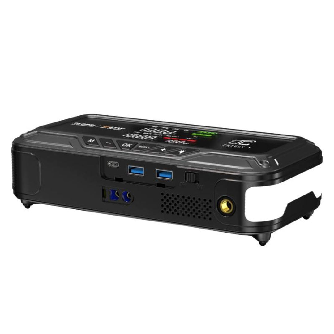 Jump Starter LTC, 12000 mAh, z kompresorem, latarką i powerbankiem, wyświetlacz LCD, moc 65W, kable i pokrowiec w zestawie, LXJS120