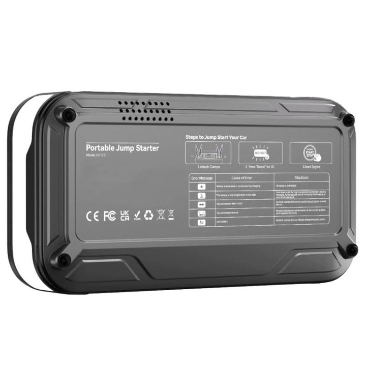 Jump Starter LTC, 12000 mAh, z kompresorem, latarką i powerbankiem, wyświetlacz LCD, moc 65W, kable i pokrowiec w zestawie, LXJS120