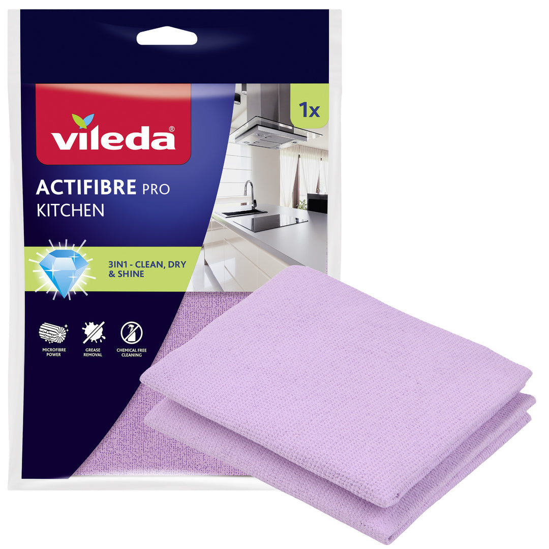 Ściereczka Vileda Actifibre Pro, kuchenna, 1 szt., z mikrofibry, powłoka PVA, możliwość prania do 60°C, 183303