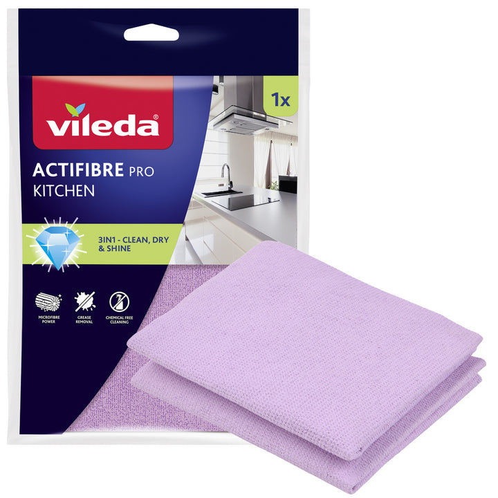 Ściereczka Vileda Actifibre Pro, kuchenna, 1 szt., z mikrofibry, powłoka PVA, możliwość prania do 60°C, 183303