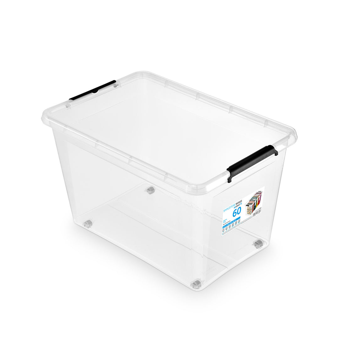 Pojemnik Moxom SimpleStore, pojemność 60L, transparentny, pokrywa na klipsy, posiada kółka, wolny od BPA, 04-0081