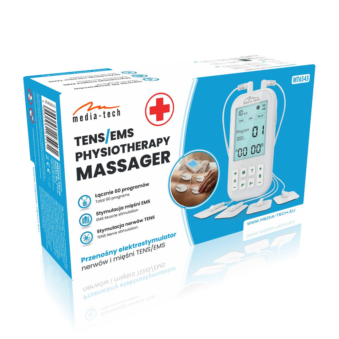 Masażer i elektrostymulator mięśni, Tens/EMS, stymulacja 3w1, Mediatech, MT6543