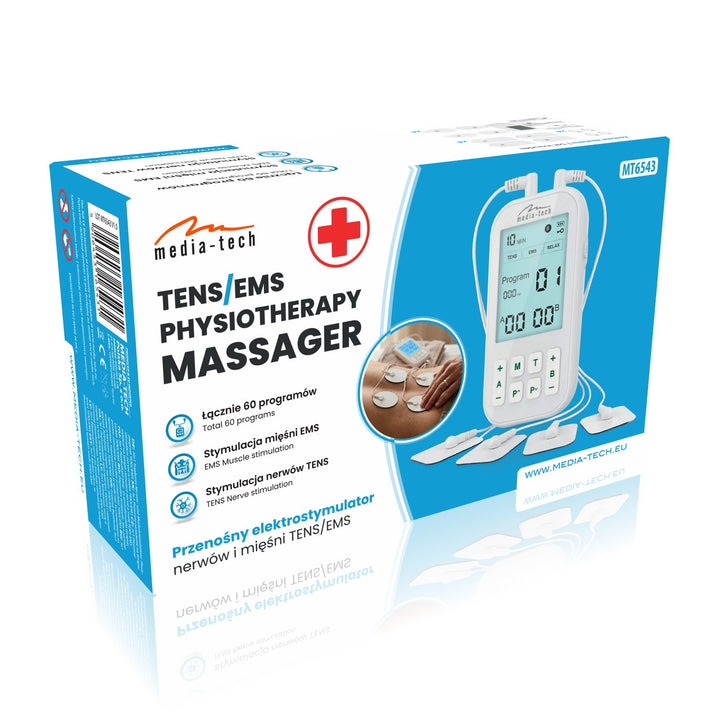 Masażer i elektrostymulator mięśni, Tens/EMS, stymulacja 3w1, Mediatech, MT6543