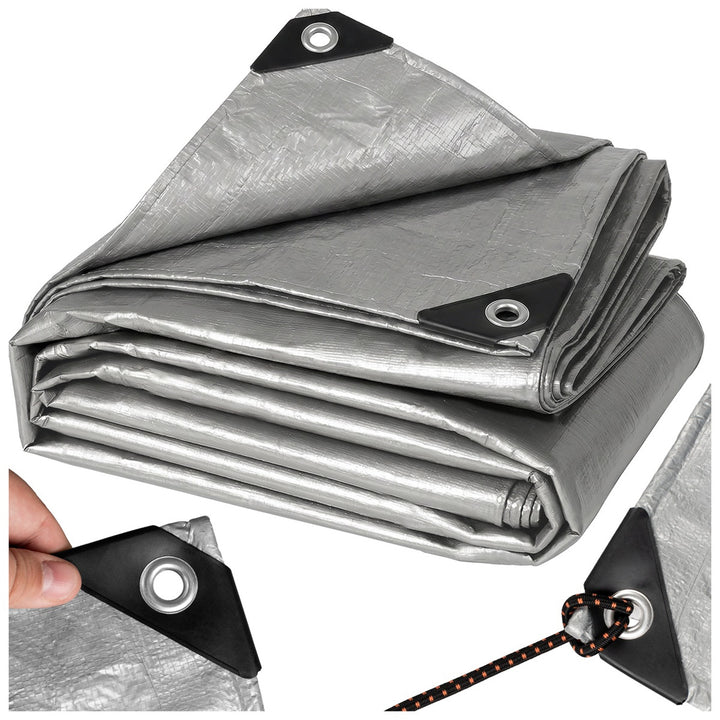 Plandeka srebrna 120g 4x6m VA0476, wodoodporna, Vayox