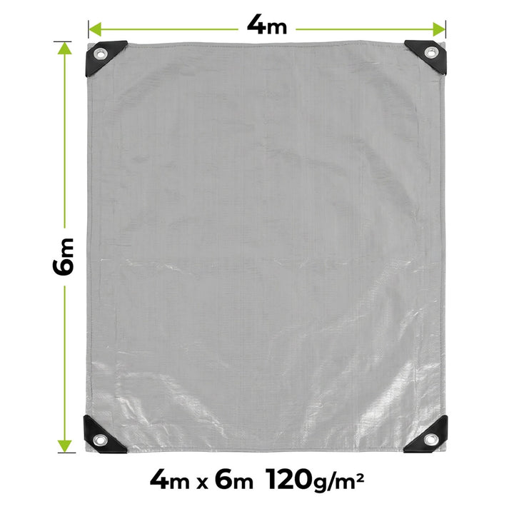 Plandeka srebrna 120g 4x6m VA0476, wodoodporna, Vayox