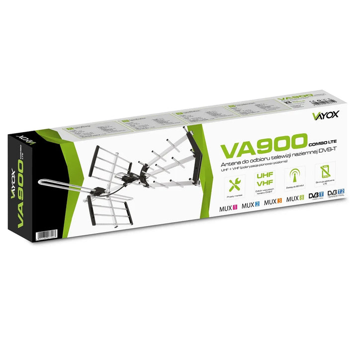 Antena kierunkowa DVB-T/T2 VA900 COMBO filtr LTE, aluminiowa, Vayox