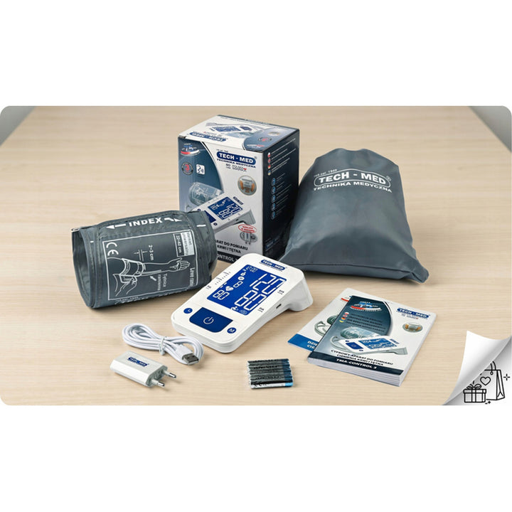 Ciśnieniomierz elektroniczny, funkcja głosowa, mankiet 22–42 cm, wskaźnik IHB, TMA-CONTROL3, Techmed