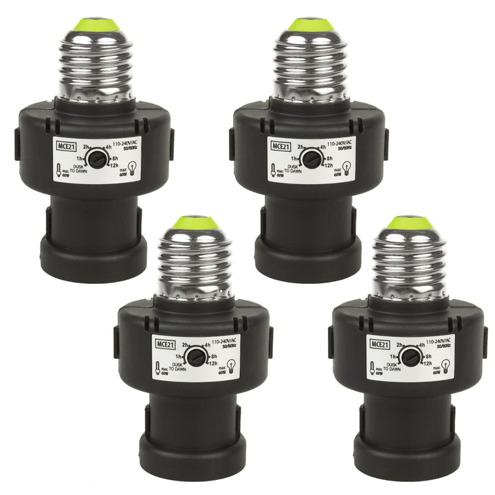 Oprawa żarówki E27 Maclean, 100W, z czujnikiem zmierzchu, timer, MCE21B, 4 sztuki