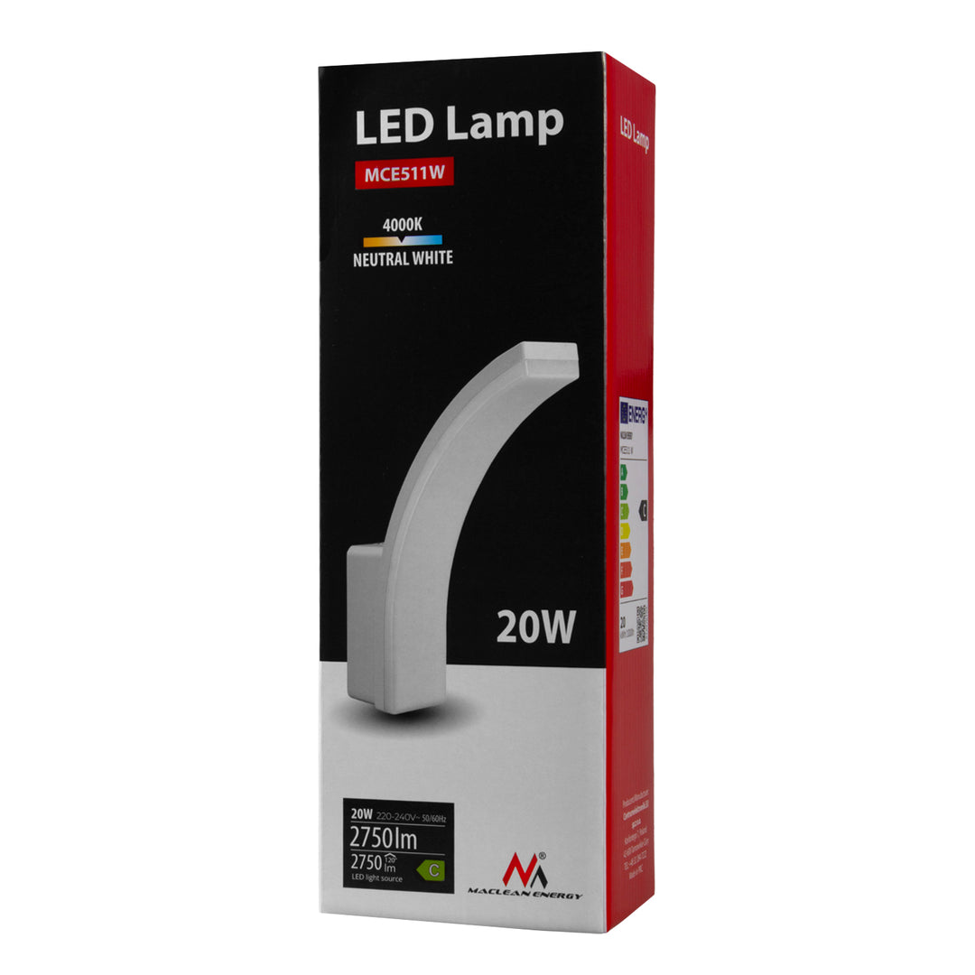 Lampa LED Maclean, kolor biały, 20W, IP65, 2750lm, barwa neutralna biała (4000K) MCE511 W, 2 sztuki