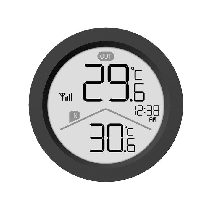 Bezprzewodowa stacja pogody GreenBlue, temperatura IN/OUT, zegar, do wyboru °C / °F, zasięg do 60m, czarna, GB162 B + 4x bateria alkaliczna AAA Varta Industrial