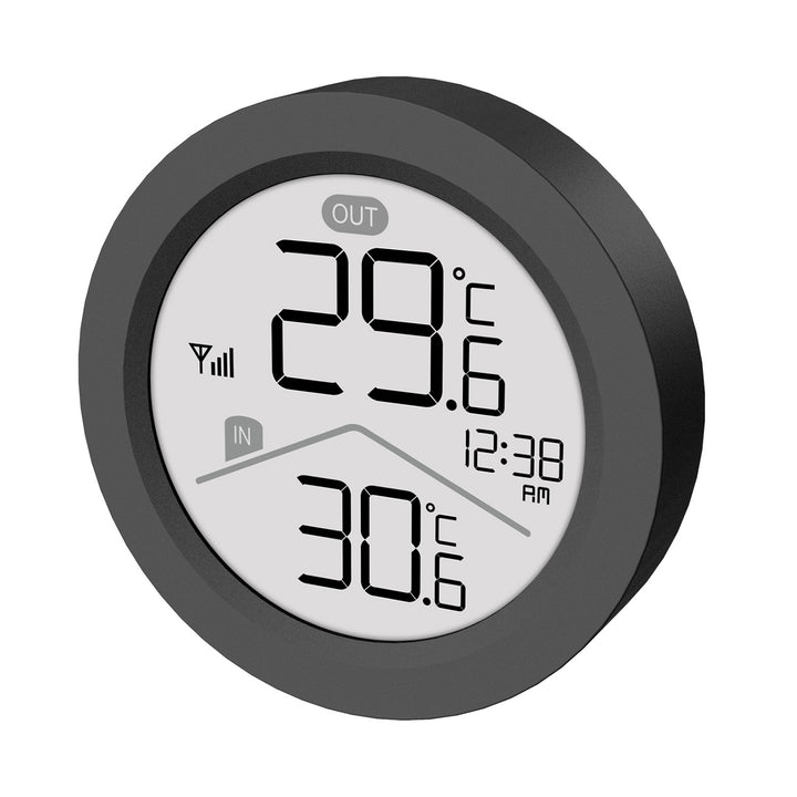 Bezprzewodowa stacja pogody GreenBlue, temperatura IN/OUT, zegar, do wyboru °C / °F, zasięg do 60m, czarna, GB162 B + 4x bateria alkaliczna AAA Varta Industrial
