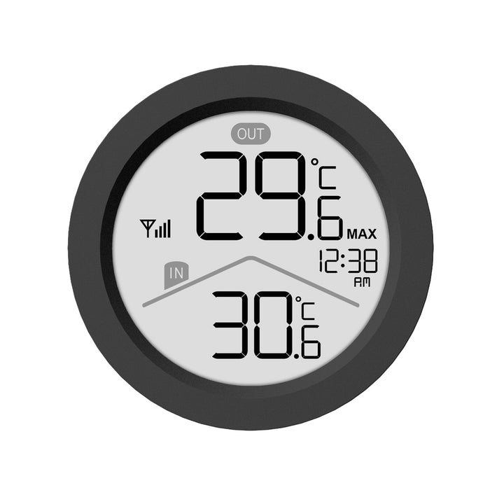 Bezprzewodowa stacja pogody GreenBlue, temperatura IN/OUT, zegar, do wyboru °C / °F, zasięg do 60m, czarna, GB162 B + 4x bateria alkaliczna AAA Varta Industrial