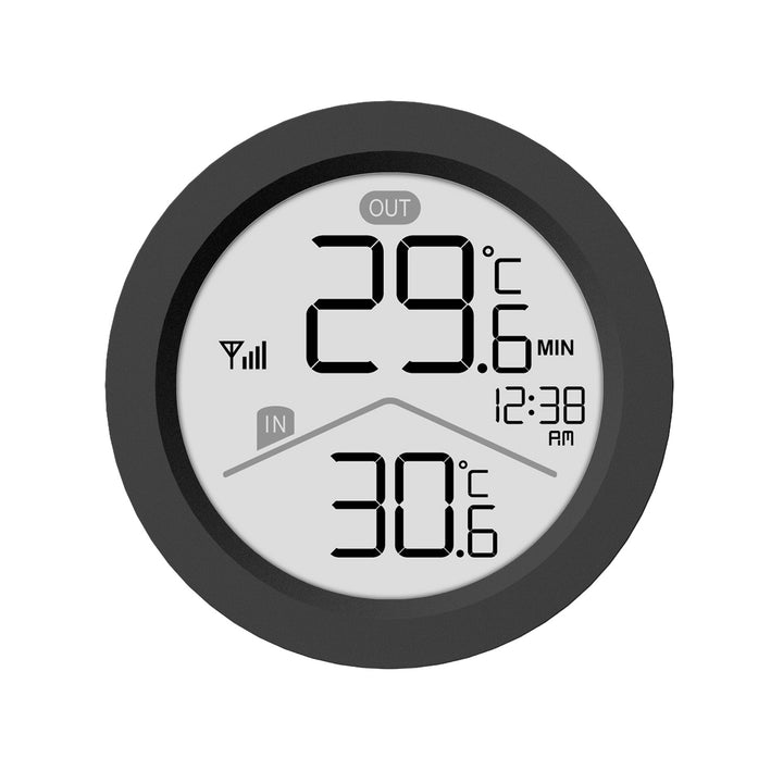 Bezprzewodowa stacja pogody GreenBlue, temperatura IN/OUT, zegar, do wyboru °C / °F, zasięg do 60m, czarna, GB162 B + 4x bateria alkaliczna AAA Varta Industrial
