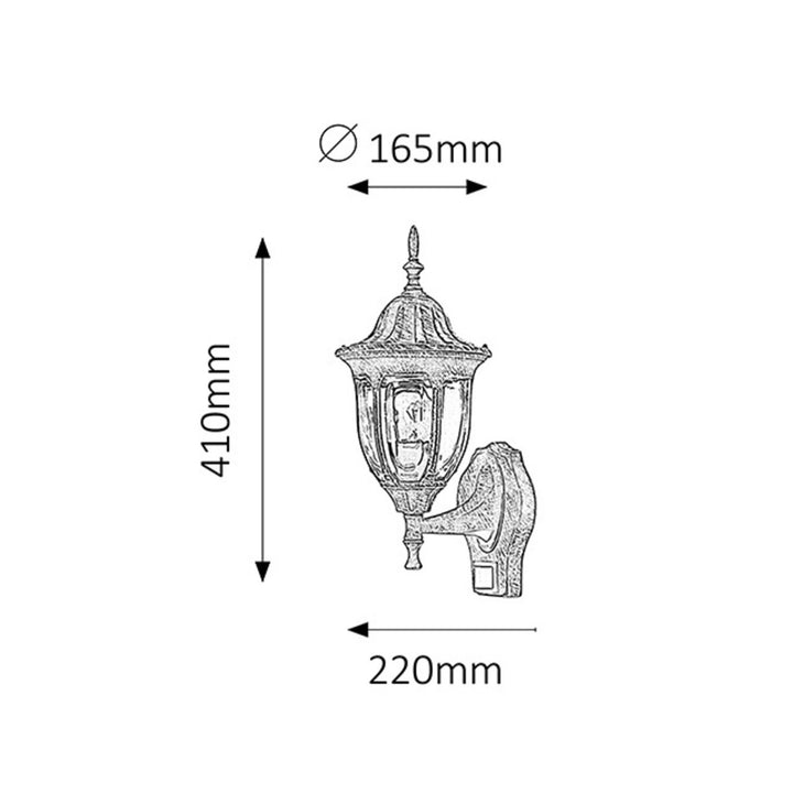 Lampa ścienna Rabalux, zewnętrzna, czujnik ruchu, IP43, E27, max 60W, złoto antyczne, Milano, 2 sztuki