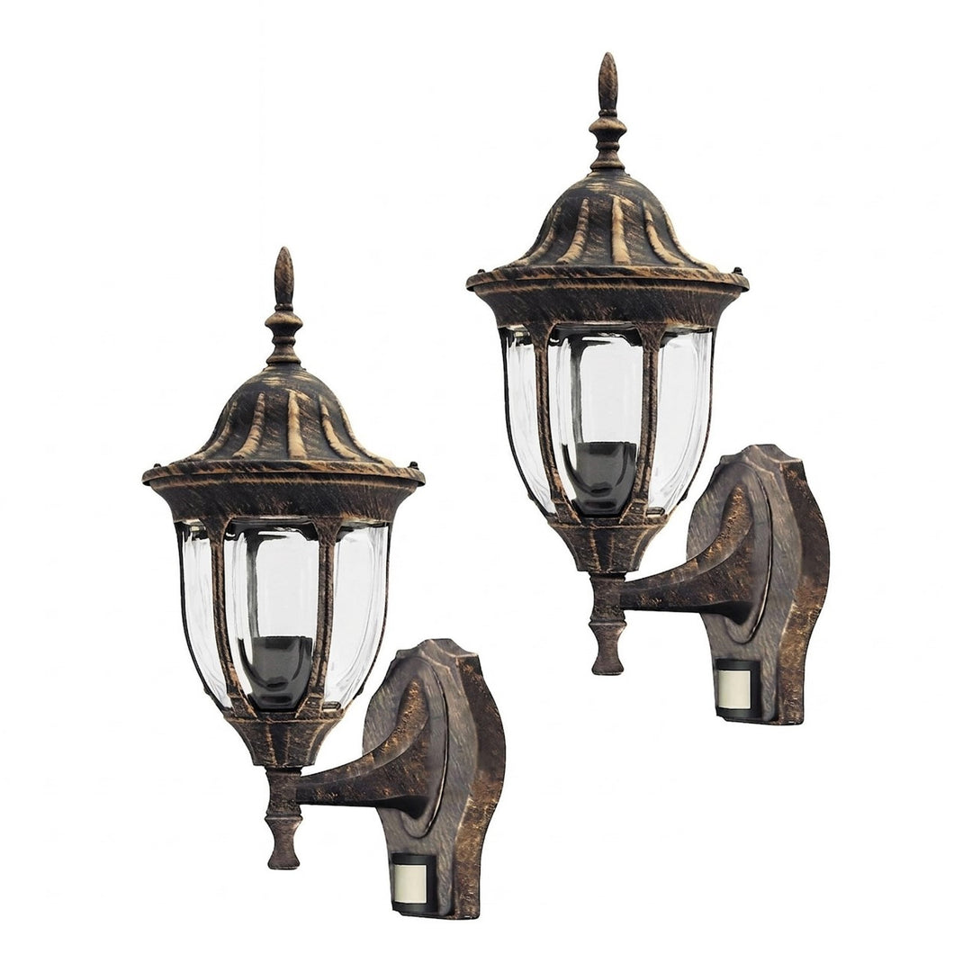 Lampa ścienna Rabalux, zewnętrzna, czujnik ruchu, IP43, E27, max 60W, złoto antyczne, Milano, 2 sztuki
