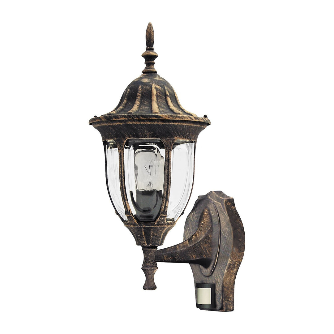 Lampa ścienna Rabalux, zewnętrzna, czujnik ruchu, IP43, E27, max 60W, złoto antyczne, Milano, 4 sztuki