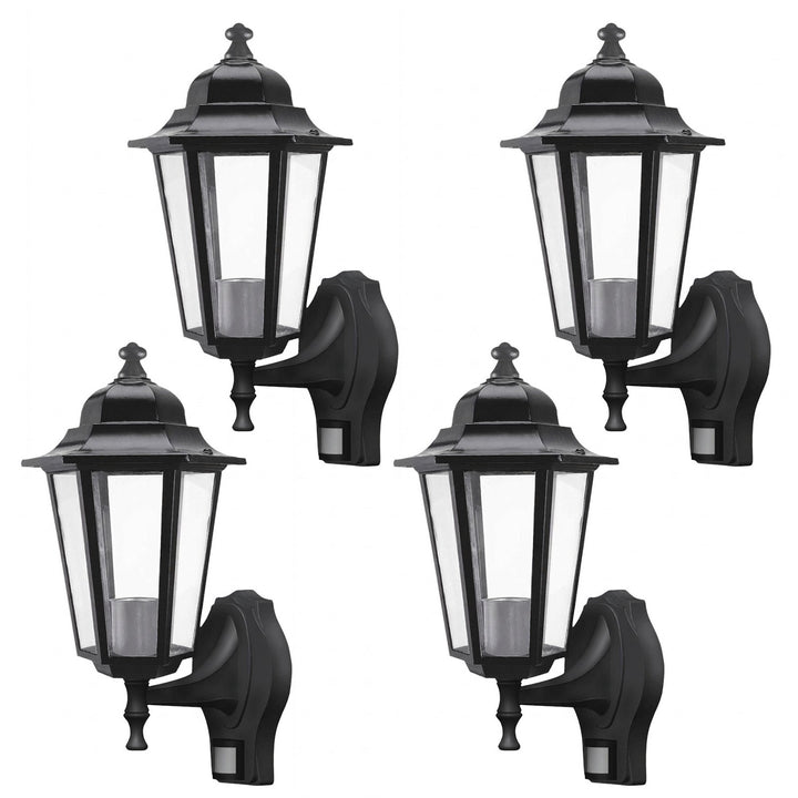 Lampa ścienna Rabalux, zewnętrzna, czujnik ruchu, IP43, E27, max 60W, czarna, Velence, 4 sztuki