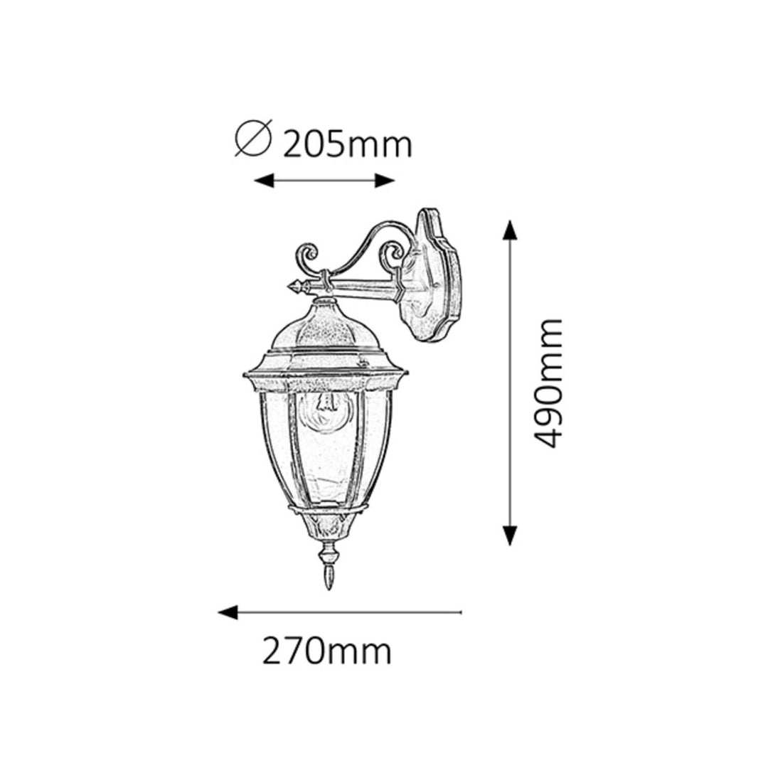 Lampa ścienna Rabalux, zewnętrzna, IP44, E27, max 60W, złoto antyczne, Toronto, 2 sztuki