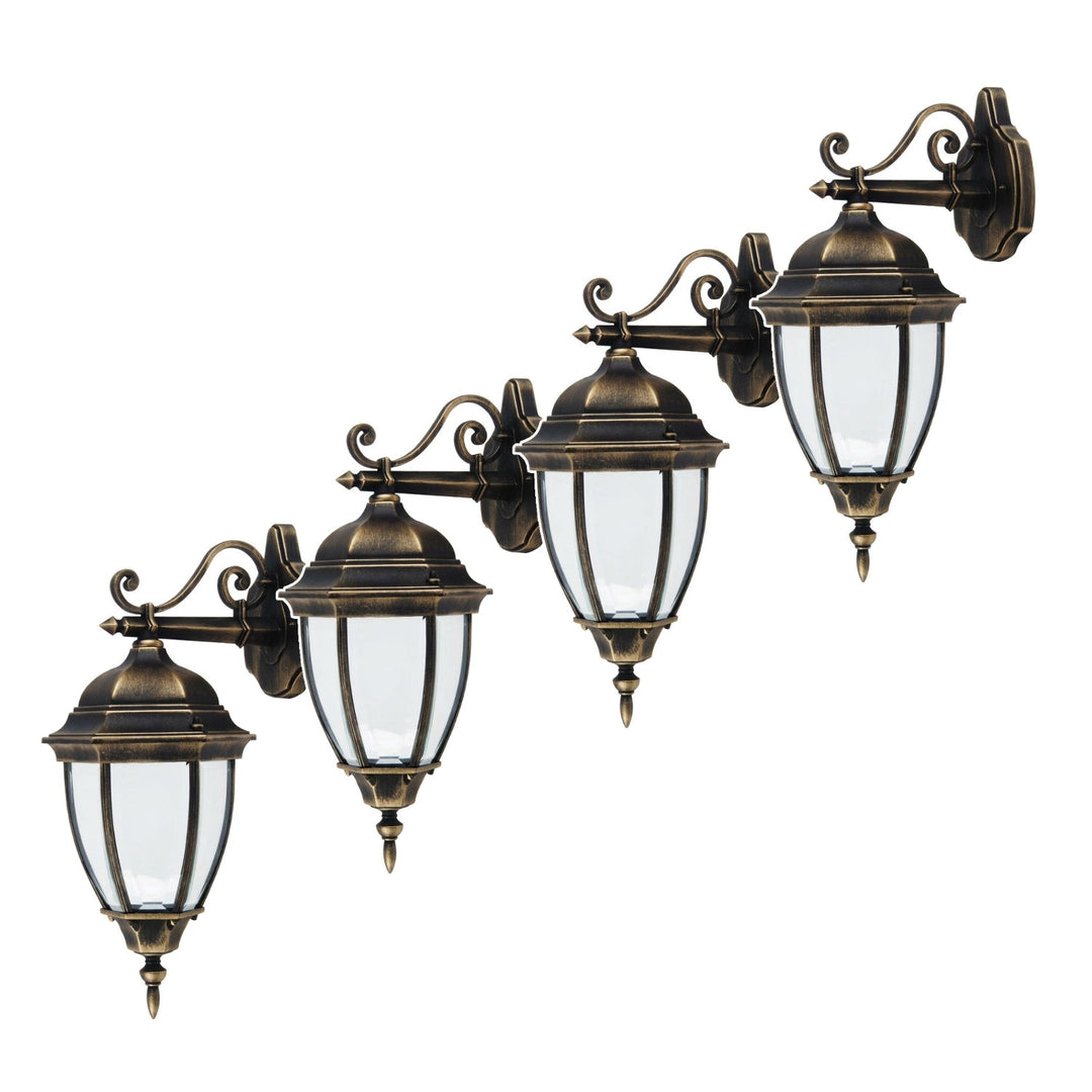 Lampa ścienna Rabalux, zewnętrzna, IP44, E27, max 60W, złoto antyczne, Toronto, 4 sztuki