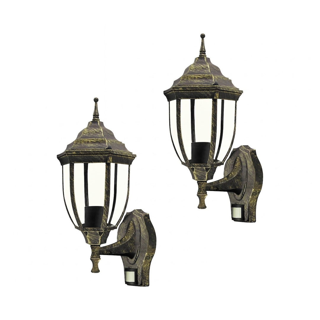 Lampa ścienna Rabalux, zewnętrzna, czujnik ruchu, IP43, E27, max 60W, złoto antyczne, Nizza, 2 sztuki