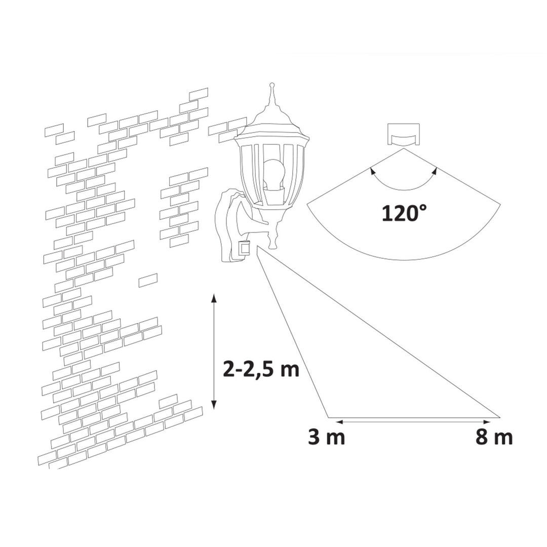 Lampa ścienna Rabalux, zewnętrzna, czujnik ruchu, IP43, E27, max 60W, złoto antyczne, Nizza, 4 sztuki