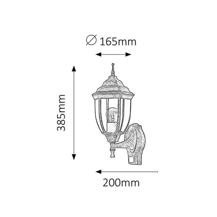 Lampa ścienna Rabalux, zewnętrzna, czujnik ruchu, IP43, E27, max 60W, złoto antyczne, Nizza, 4 sztuki