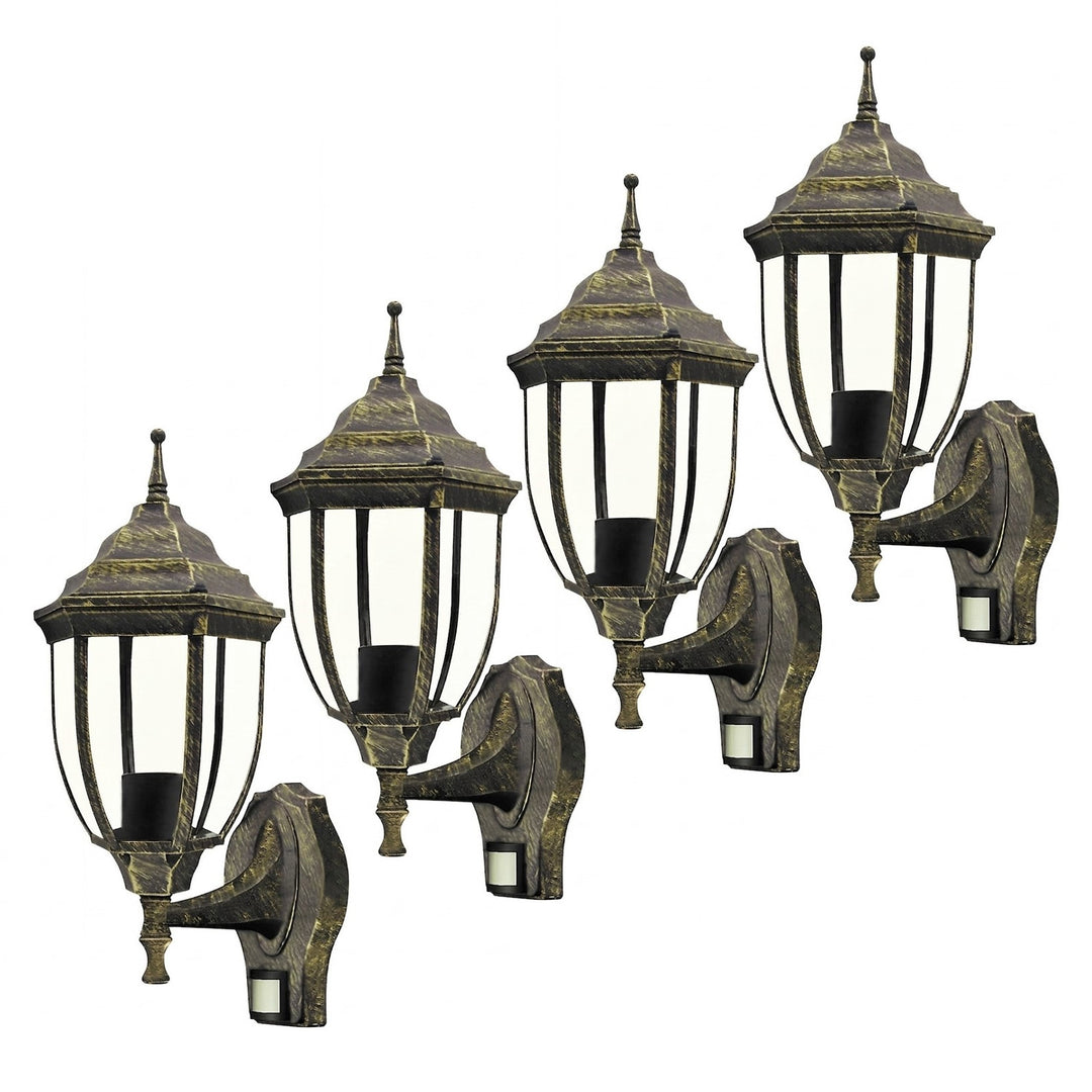 Lampa ścienna Rabalux, zewnętrzna, czujnik ruchu, IP43, E27, max 60W, złoto antyczne, Nizza, 4 sztuki