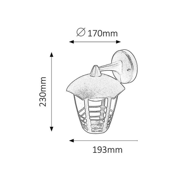 Lampa ścienna Rabalux, zewnętrzna, IP44, E27, max 60W, czarna, Marseille, 4 sztuki