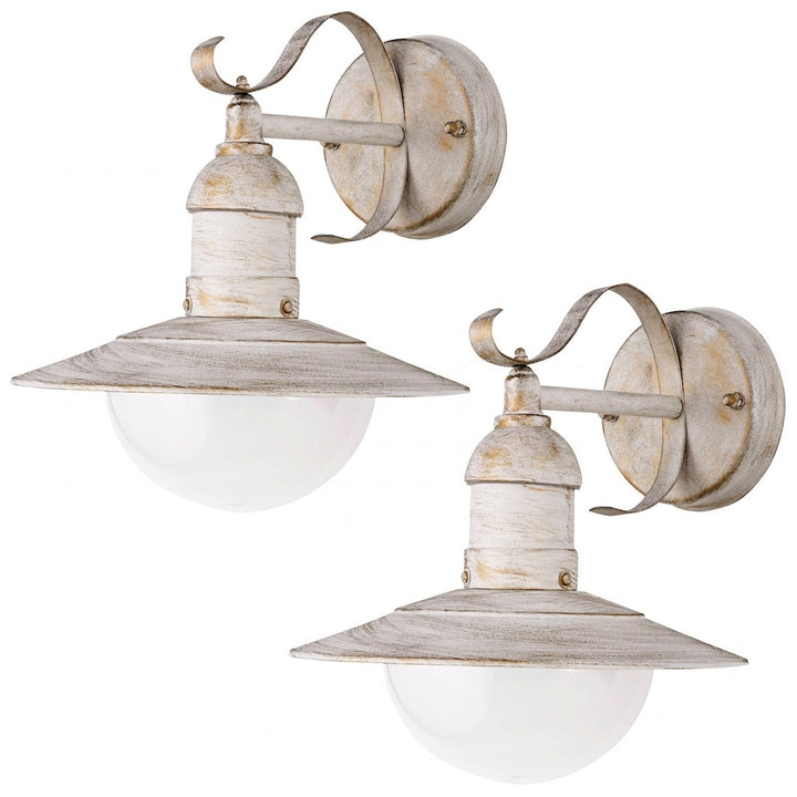 Lampa ścienna Rabalux, zewnętrzna, IP44, E27, max 60W, antyczna biel, Oslo, 2 sztuki