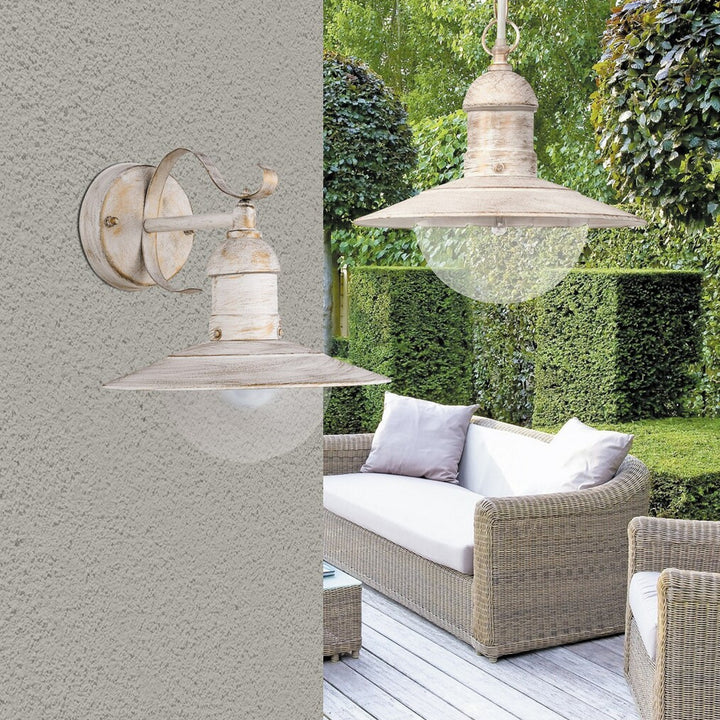 Lampa ścienna Rabalux, zewnętrzna, IP44, E27, max 60W, antyczna biel, Oslo, 4 sztuki