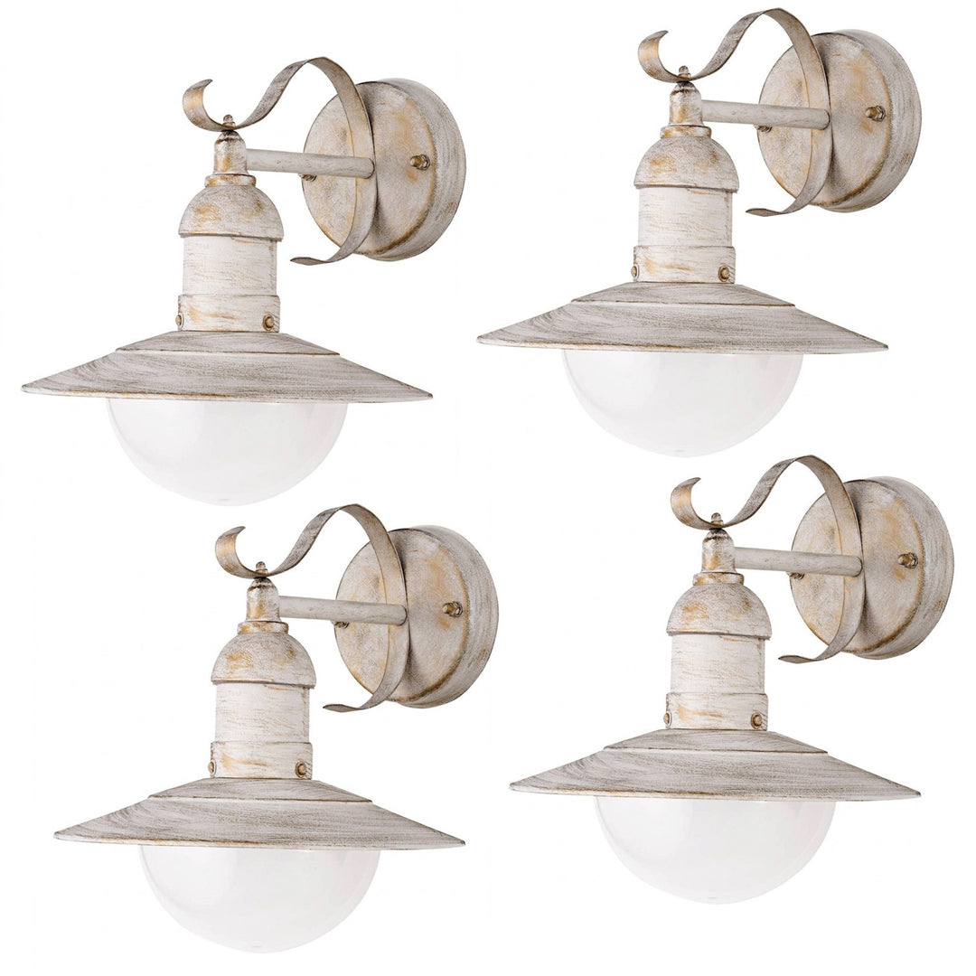 Lampa ścienna Rabalux, zewnętrzna, IP44, E27, max 60W, antyczna biel, Oslo, 4 sztuki