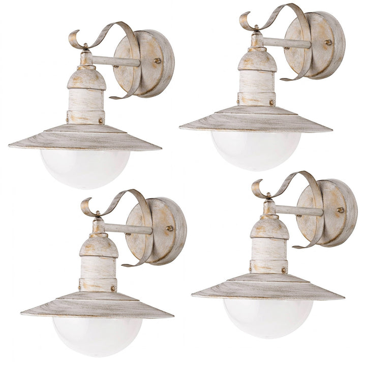 Lampa ścienna Rabalux, zewnętrzna, IP44, E27, max 60W, antyczna biel, Oslo, 4 sztuki