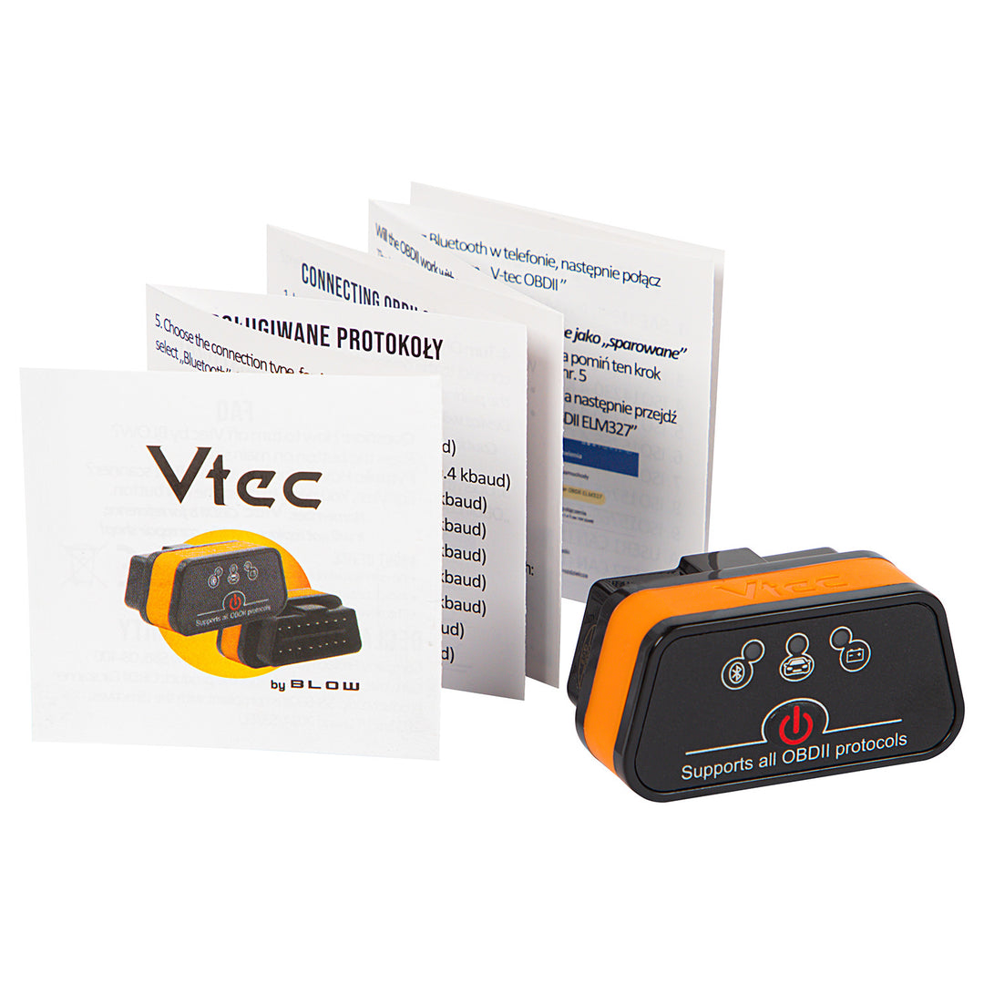 Interfejs diagnostyczny OBD2 Vtec iTRON Blow, Bluetooth 4.0, bezprzewodowa komunikacja z komputerem pokładowym samochodu, wysoka kompatybilność, 58-660#