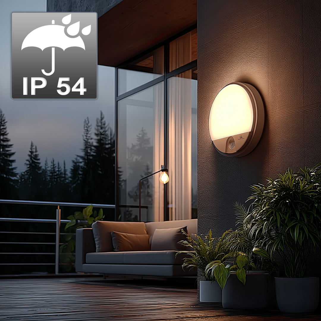 Lampa LED z czujnikiem ruchu Maclean, czujnik PIR, kolor biały, 15W, IP54, 1100lm, barwa neutralna, MCE291 W, 2 sztuki