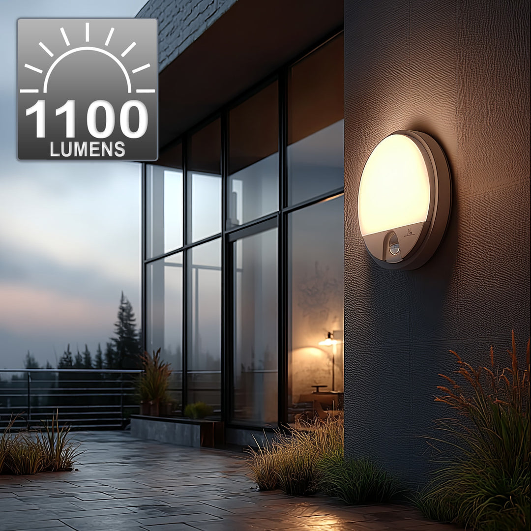 Lampa LED z czujnikiem ruchu Maclean, czujnik PIR, kolor biały, 15W, IP54, 1100lm, barwa neutralna, MCE291 W, 2 sztuki