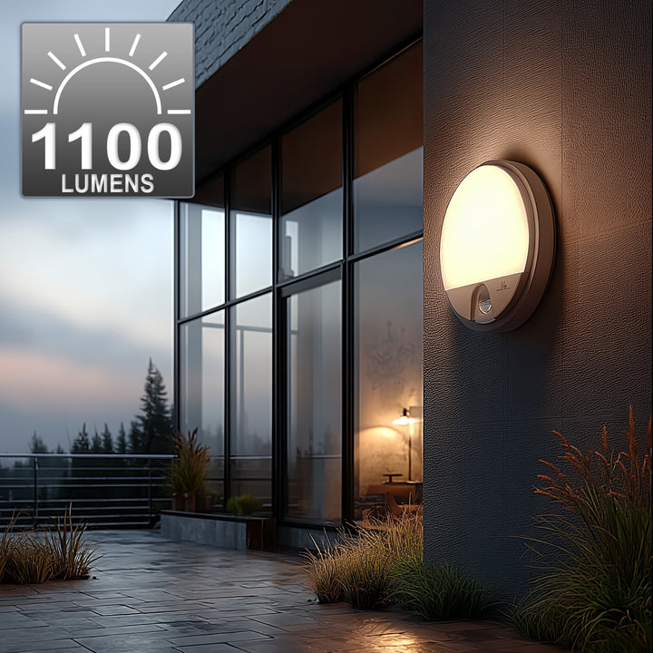 Lampa LED z czujnikiem ruchu Maclean, czujnik PIR, kolor biały, 15W, IP54, 1100lm, barwa neutralna, MCE291 W, 2 sztuki
