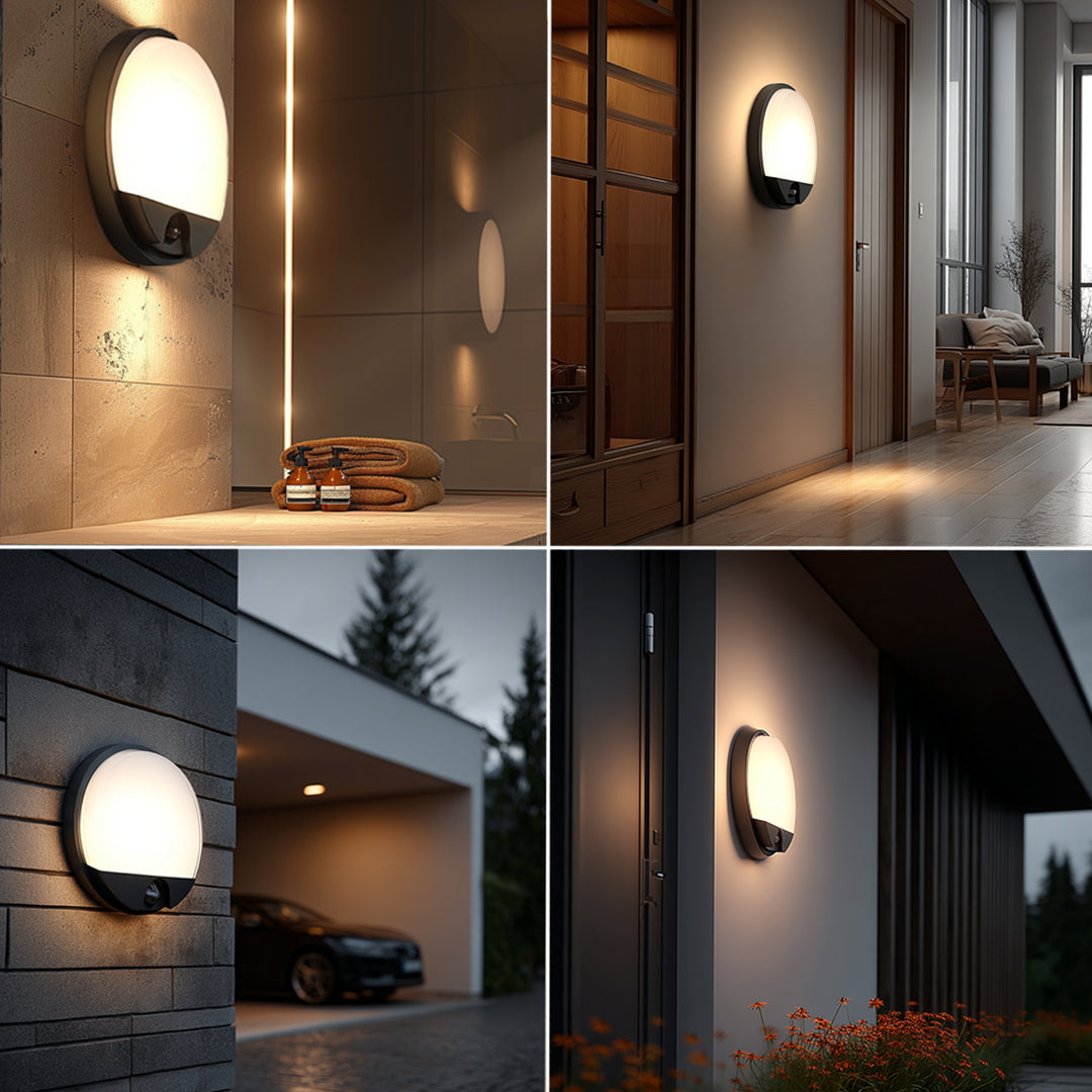 Lampa LED z czujnikiem ruchu Maclean, czujnik PIR, kolor szary, 15W, IP54, 1100lm, barwa neutralna, MCE291 W, 2 sztuki